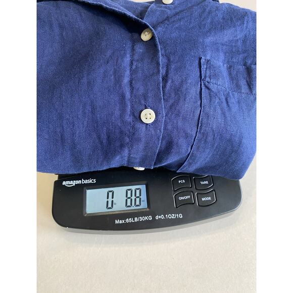 Lands End Shirt Womens Small 100% Linen Roll Tab Sleeve Casual Coastal Blouse - Picture 8 of 8